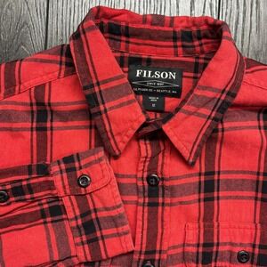 Filson Scout Flannel Shirt Multicolor Plaid Chest Pockets Workwear Size Medium